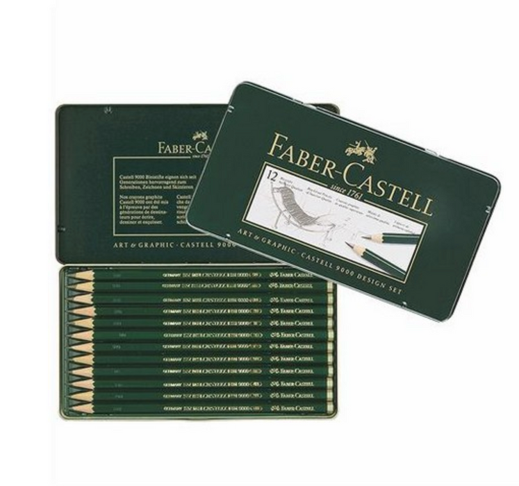 Castell 9000 Graphite Pencil Design 12pc Tin Set