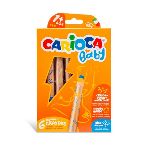 Carioca Baby 3 in 1 Crayons 6pc